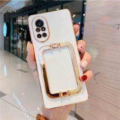 Imagem de Capa de silicone com suporte de revestimento de luxo para Samsung Galaxy S23 Ultra S22 S21 S20 FE S10 Plus Note 20 10 Pro A24 A34 A54, branca, para Galaxy S23