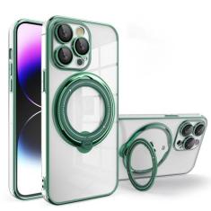 Imagem de Capa de telefone transparente magnética com anel de chapeamento para iPhone 15 14 Pro Max 13 12 11 XR XS X 7 8 Plus Capa de carregamento sem fio, verde, para iPhone XR