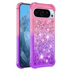 Imagem de QIVSTAR Capa gradiente para Google Pixel 9 de 6,3 polegadas, capa de telefone transparente com glitter líquido flutuante areia movediça à prova de choque capa protetora de TPU macio para Google Pixel