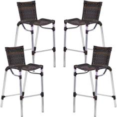 Imagem de 4 Banqueta Alumínio Fortaleza Alta Para Balcão, Cozinha Pedra Ferro