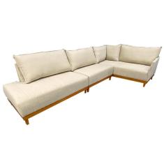 Imagem de Sofá de Canto Eros em Linho 7 Lugares Com Chaise Luxury Cor Bege