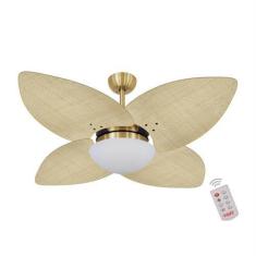 Imagem de Ventilador De Teto Kovalski Dourado 4 Pás Palmae Natural  220V Com Con