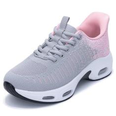 Imagem de MAYKX Tênis feminino Air Slip on para caminhada, mãos livres, confortável, tênis de corrida, academia, atlético, treino, corrida EUA 6-11, Cinza, rosa, 36