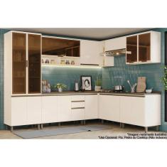 Imagem de Cozinha Modulada Henn Connect 13 Peças (4Aéreos+4Balcões+1Paneleiro+4Complementos) C6P06 Off White-Henn