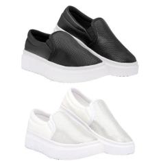 Imagem de KIT Tênis Feminino Slip On Com Brilho Plataforma - Universo Store, Pre