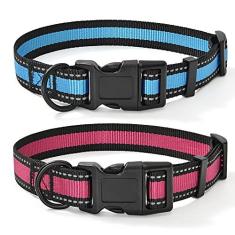 Imagem de Coleira para cachorro Mile High Life | Listra refletiva 3M com pulseira de nylon | Vermelho azul verde roxoMile High Life X-Small Neck 9"-13" -20 lb