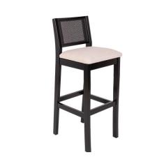 Imagem de Banqueta River Madeira Maciça Encosto em Rattan - River Móveis, Preta 