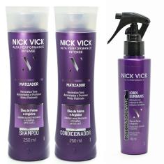 Imagem de Kit NICK VICK Matizador Shampoo Cond e Leite Condicionante