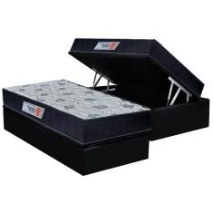 Imagem de Cama Box Baú Solteiro: Colchão Ortopédico Orthoflex Foggia Sogni Unic Face + Base CRC Suede Black(88x188)