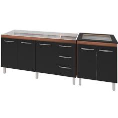 Imagem de Balcao Pia 160cm E Cooktop 4 Bocas Savana Preto Mobbs