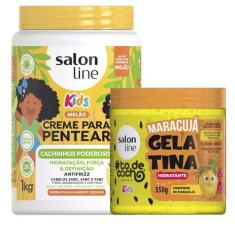 Imagem de Kit Creme De Pentear Cachinhos Poderosos Melão 1kg + Gelatina Salon Li