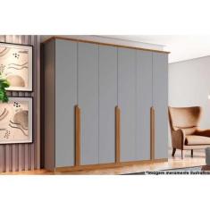 Imagem de Guarda Roupa 6 Portas e 6 Gavetas Andréas Cinza/Nature - Henn