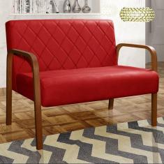 Imagem de Sofá 2 Lugares Namoradeira Lara Decoração Sala Quarto Recepção Vermelho