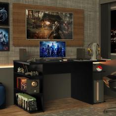 Imagem de Mesa para Computador Gamer e Painel para TV até 50 Madesa - Preto/Rustic