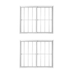 Imagem de Kit com 2 Janelas de Alumínio de Correr 100x120cm 2 Folhas com Grade e Vidro Liso Linha Soft MGM Branco