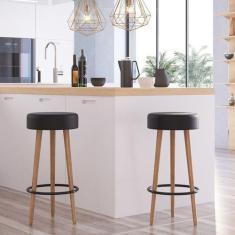 Imagem de Kit 2 Banquetas Altas Estofadas Roma 70cm Preto - Adz