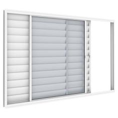 Imagem de Janela Veneziana 3 Folhas 1,20m x 1m Sem Grade em Alumínio Branco com 