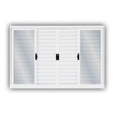Imagem de Janela Veneziana Aço 6 Folhas MGM Minas Sul 120cmx200cm Requadro 12cm Vidro Liso Incolor Branco