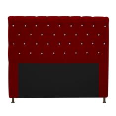 Imagem de Cabeceira Estofada Cristal 160 cm Queen Size Com Strass Suede Bordô - Doce Sonho Móveis
