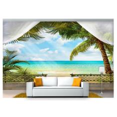 Imagem de Papel De Parede Paisagem Digital Varanda Praia  Dah43