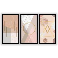 Imagem de Kit 3 Quadros Decorativos Grandes Geométrico Tons Pastéis