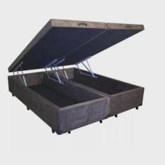 Imagem de Cama Box Baú Casal Bipartido Suede Marrom - Real Comfort Estofados