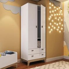 Imagem de Guarda Roupas Infantil 02 Portas e 02 Gavetas Linha Favo de Mel Completa Móveis Branco