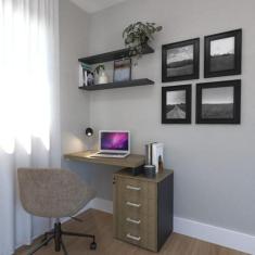 Imagem de Escrivaninha Para Escritório e Home Office com 4 Gavetas Preto/Carvalho Mel