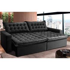 Imagem de Sofá Retrátil Reclinável e Cama 2,75m Cama Inbox Flex Suede Velusoft Preto