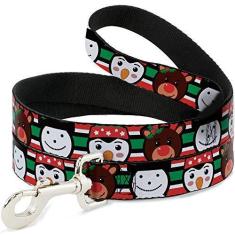 Imagem de Coleira para cães, pinguim, rena, boneco de neve, listra vermelha, branca, preta, 1,0 m de comprimento, 2,5 cm de largura