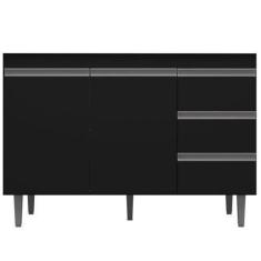 Imagem de Balcão Kimberly Para Cozinha 2 Portas 3 Gavetas C/ Tampo Preto - Ajl