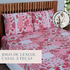 Imagem de Jogo Lençol Casal Estampado Elástico Malha 100% Algodão - Meta Mark, P