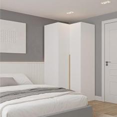 Imagem de Guarda-roupa Modulado de Canto 2 Portas Jade Cabecasa Madeiramadeira Branco Fosco