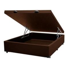 Imagem de Base Box Baú Casal Suede Marrom 138X188 - Sp Móveis