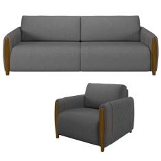 Imagem de Kit Sofá 2 Lugares 168Cm Com Poltrona Flora M03 Chumbo