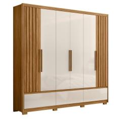 Imagem de Guarda Roupa Casal Amazonas Ripado 6 Portas Freijó Off White - Moval Freijó Off White