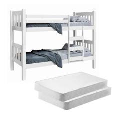 Imagem de Beliche Gael Solteiro Branco Com Colchões - Casah