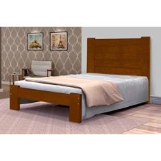 Imagem de Cama Queen Size Dubai de Madeira Maciça Angelim Pedra/Tauari - Cor Imbuia