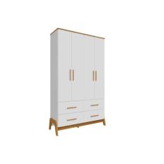 Imagem de Guarda Roupa Bebê Guti c/ 4 Portas e 4 Gavetas Branco/Amendoa - Peroba