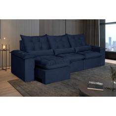 Imagem de Sofá 5 Lugares Retrátil E Reclinável Atlantis Veludo Azul - Decor Lar