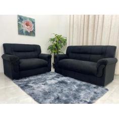 Imagem de Conjunto De Sofá 2 X 3 Lugares Ref 5014 - Preto Suede - Boareto
