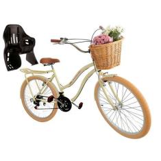 Imagem de Bicicleta aro 26 Com Cadeirinha Traseira Retrô 18v Bege bg - Maria Cla