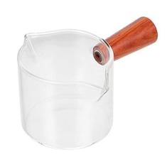 Imagem de DOITOOL Panela de vidro com cabo de madeira, panela de leite, aquecedor de manteiga, copo de flor, panela de sopa, panela pequena com bicos para ferver leite e macarrão