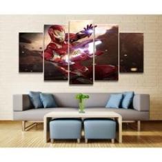 Imagem de Quadro Decorativo Homem de Ferro13 5 peças 130x65 cm em teci