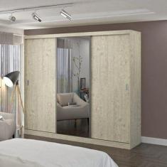 Imagem de Guarda Roupa Casal com Espelho 3 Portas de Correr 4 Gavetas 1905e1 Foscarini Marfim Areia