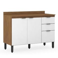 Imagem de Balcão de Cozinha Firenze com Tampo 120 cm Amêndola Branco - Demóbile