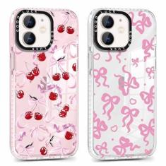 Imagem de Yomjew Pacote com 2 capas de telefone com laço transparente para iPhone 11 de 6,1 polegadas, estética moderna, macia, fina, moderna, protetora de TPU (poliuretano termoplástico) à prova de choque para