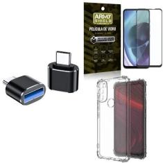 Imagem de Capa Moto G71 + Adaptador Otg Tipo C / Usb + Película 3D - Armyshield