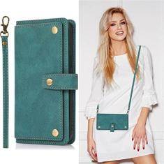 Imagem de SINQERISHT Capa tipo carteira transversal compatível com Samsung Galaxy S20 Plus bolsa de couro para celular com suporte para cartão e alça de pulso capa flip magnética PU com suporte para mulheres e