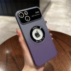 Imagem de Capa de cor gradiente de janela grande para iPhone 14 Pro Max 13 12 11 Plus Capa protetora magnética de câmera de carregamento sem fio, cinza roxo, para iPhone 14ProMax